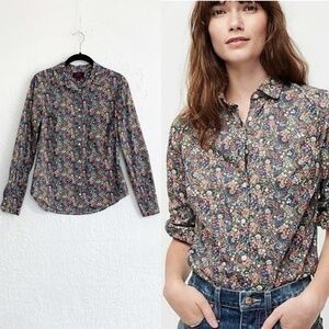 J. Crew Perfect Shirt in Liberty Elderberry Floral Button Up Sz 4